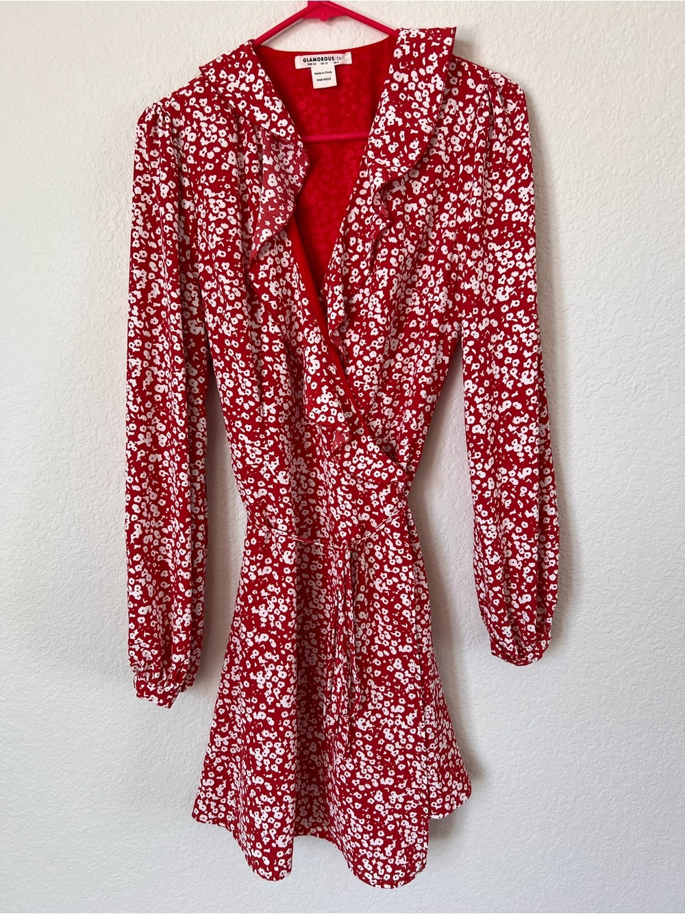 Red Floral Wrap Dress